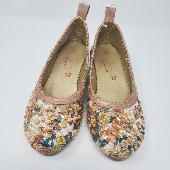 Jewel, Pearls Girls Wedge  w/Floral print - Picture 1 of 5